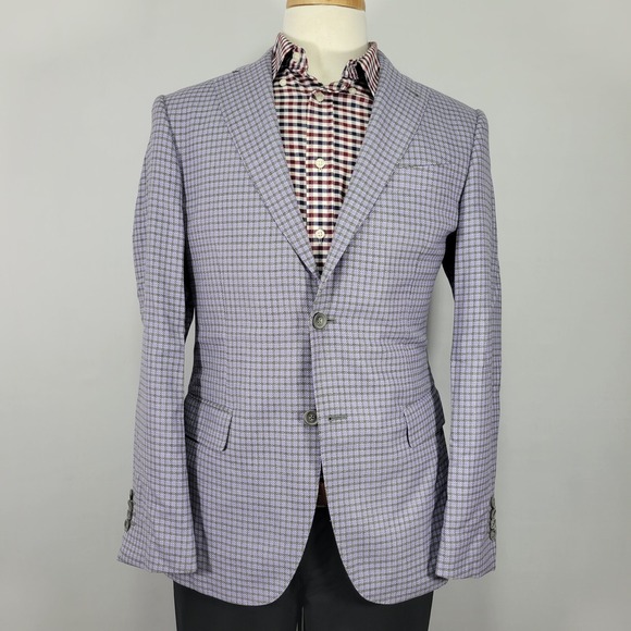 Saks Fifth Avenue Men's Sport Coat Blazer Two Button REDA TravelMATE Checked 38R